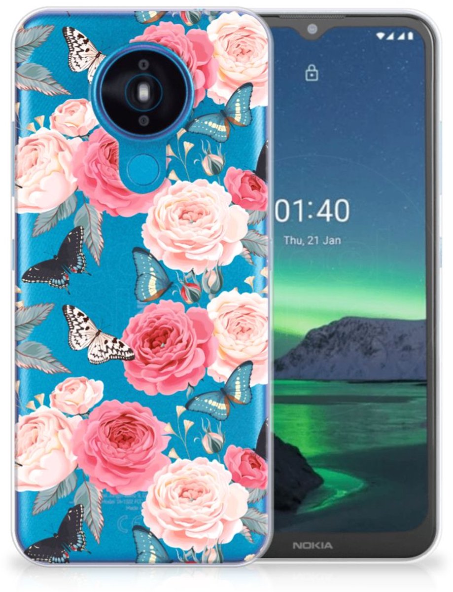 TPU Hoesje voor Nokia 1.4 TPU Case Butterfly Roses