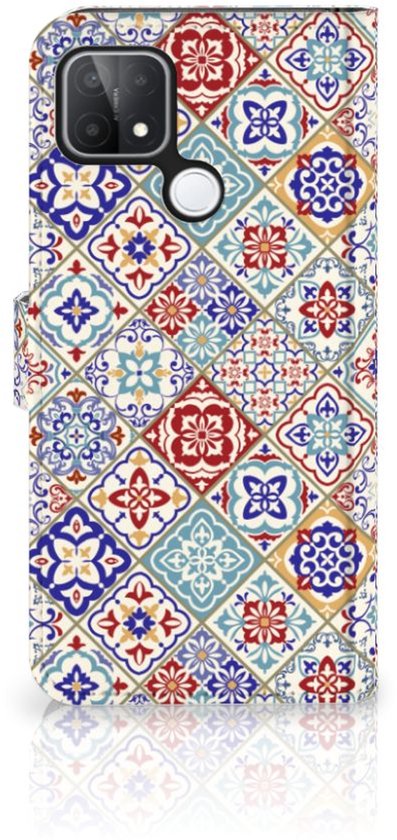 Étui de livre avec photo OPPO A15 Étui pour téléphone portable Couleur des carreaux