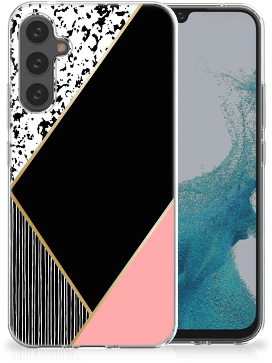 Samsung Galaxy A34 TPU Hoesje Zwart Roze Vormen