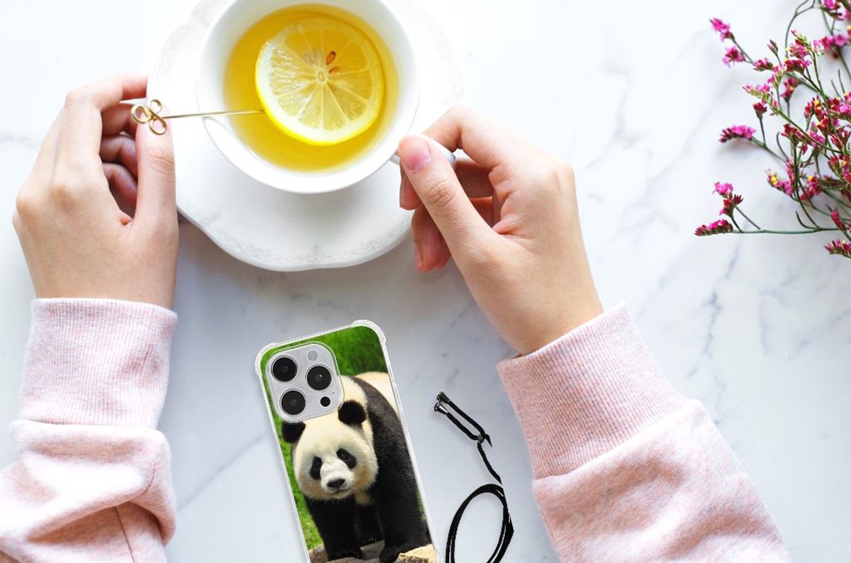 TPU Case Anti-Shock met Koord voor iPhone 14 Pro Case Anti-shock Panda