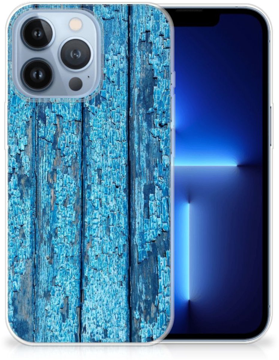 Apple iPhone 13 Pro Bumper Hoesje Wood Blue