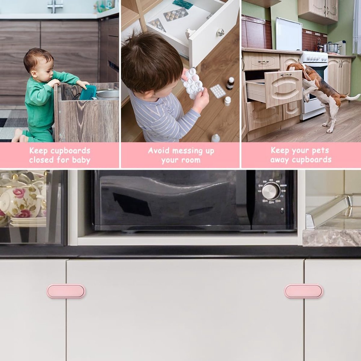 Kastsloten voor kinderen - 10stuks - Zelfklevend - Kinderslot Kastjes - kast- & ladebeveiliging - Ladebeveiliging voor Baby - Kastsloten Babyveilig - Kinderveiligheid Kastsloten voor Kinderen - Kinderbeveiliging Slotjes - roze – foto 5