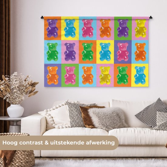 Wandkleed 120x80 cm - Wanddoek Art- Snoep - Kleurrijk - Wandtapijt - Wandkleden