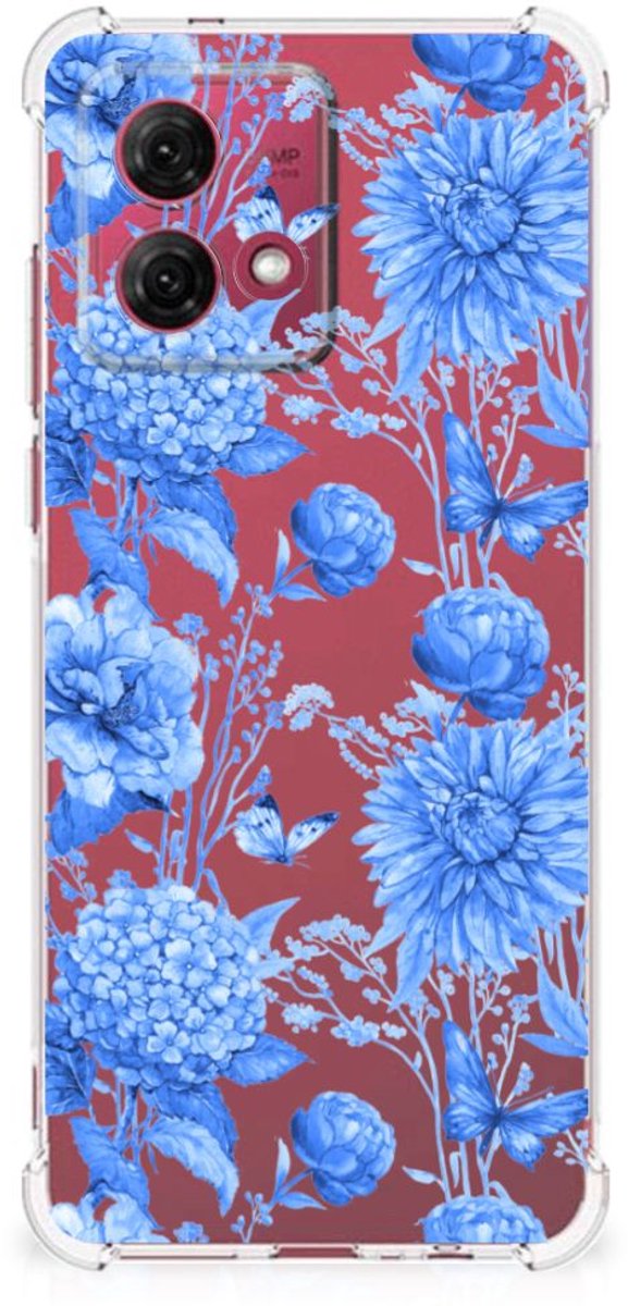 Back Cover voor Case voor Motorola Moto G84 Flowers Blue