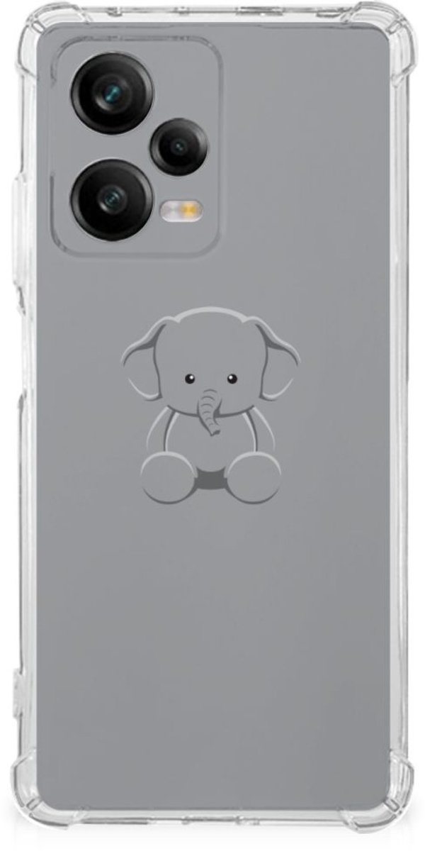 Xiaomi Redmi Note 12 Pro Plus Stevig Bumper Hoesje Grijs Baby Olifant