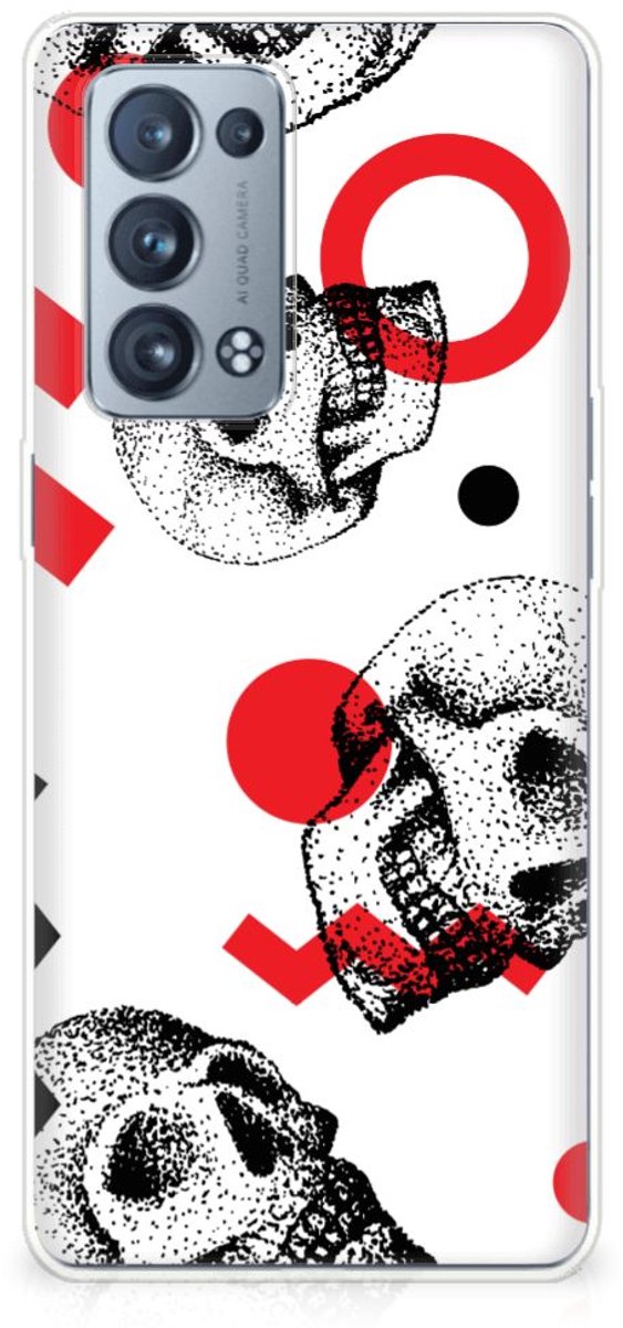 Silicone Back Case OPPO Reno 6 Pro Plus 5G Skull Red