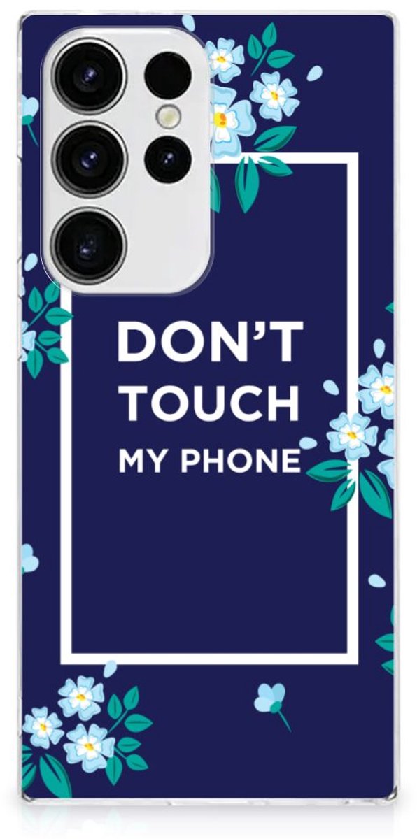 Samsung Galaxy S23 Ultra Silicone-hoesje Flowers Blue DTMP