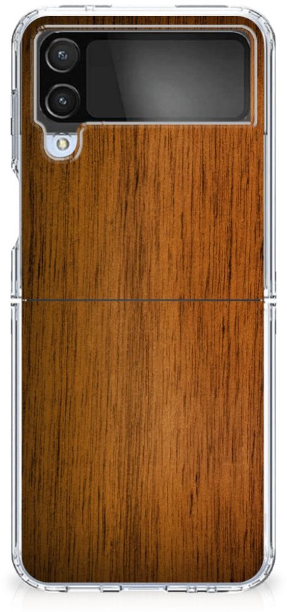 Samsung Galaxy Z Flip 4 Bumper Hoesje Donker Hout