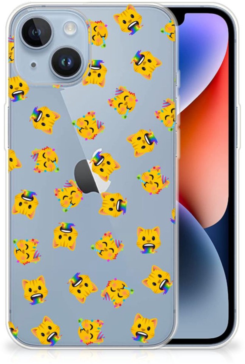 TPU bumper voor Apple iPhone 14 Katten Emojis