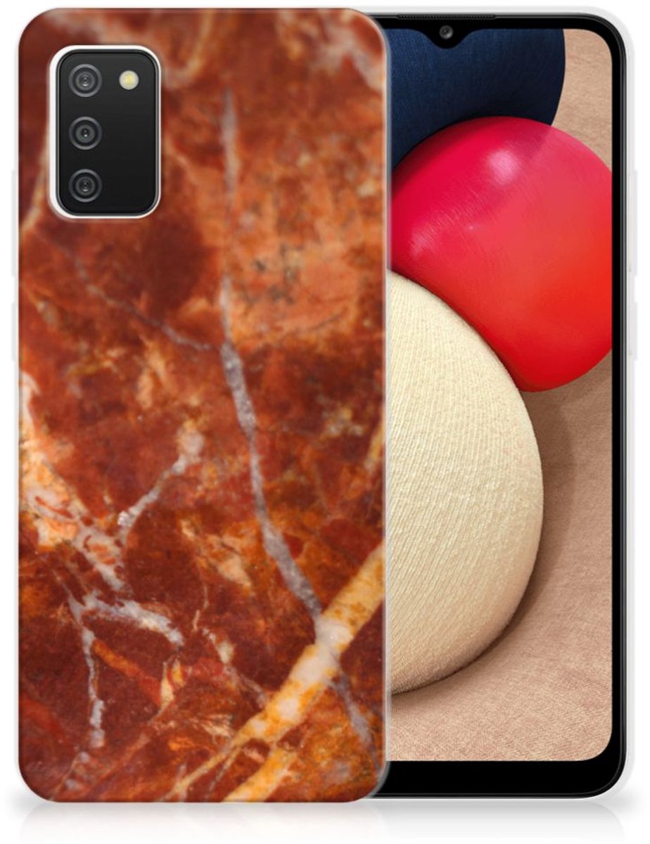 Samsung Galaxy A02s TPU Siliconen Hoesje Marmer Bruin