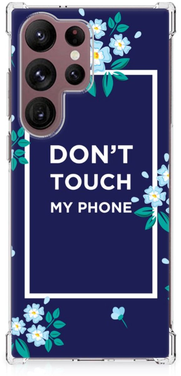 Samsung Galaxy S23 Ultra Anti Shock Case Flowers Blue DTMP