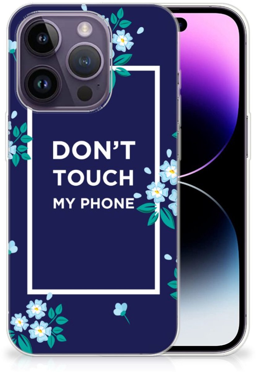 Apple iPhone 14 Pro Silicone-hoesje Flowers Blue DTMP