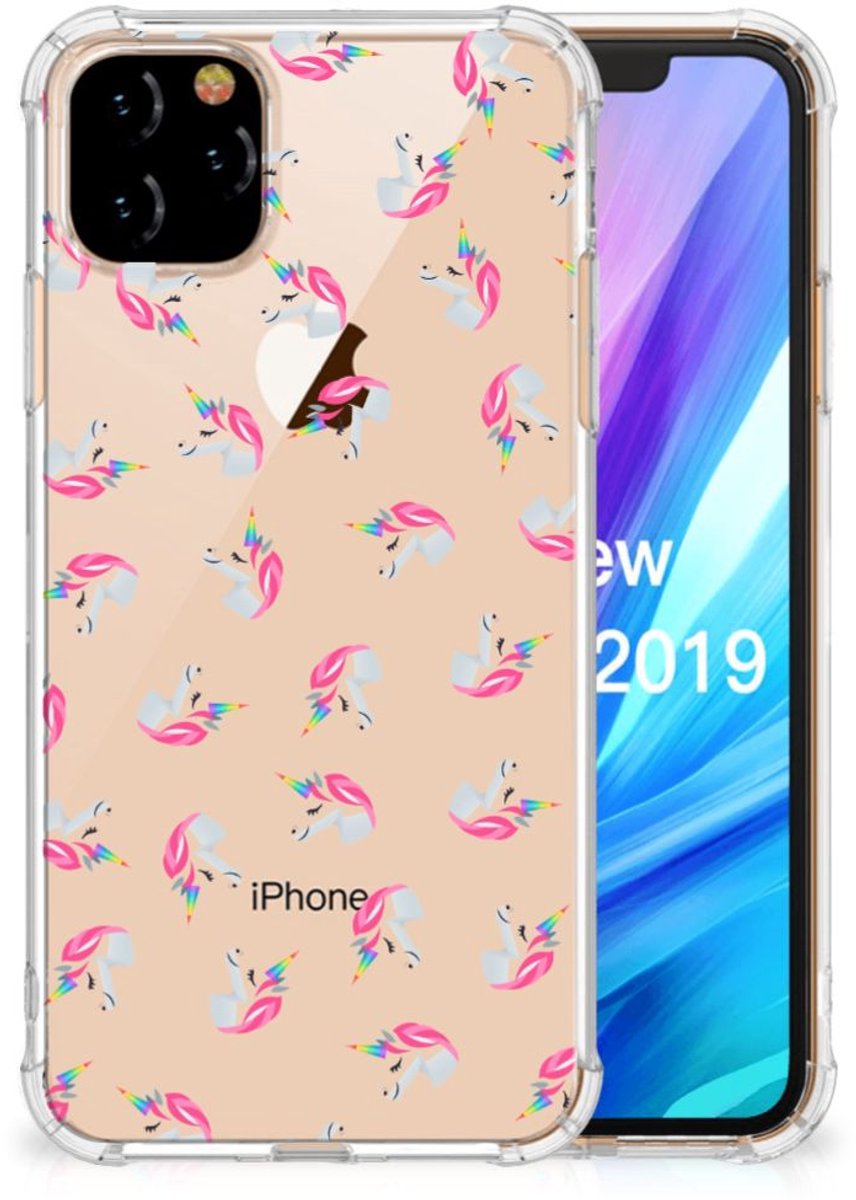 Doorzichtige Silicone Hoesje voor Apple iPhone 11 Pro Max Unicorns