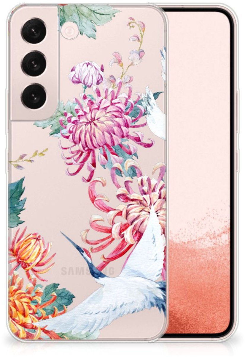Samsung Galaxy S22 TPU Hoesje Bird Flowers