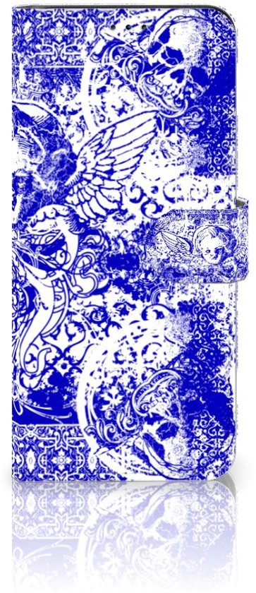 Étui style livre Nokia G11 | Coque Smartphone G21 Crâne d' Angel Blue