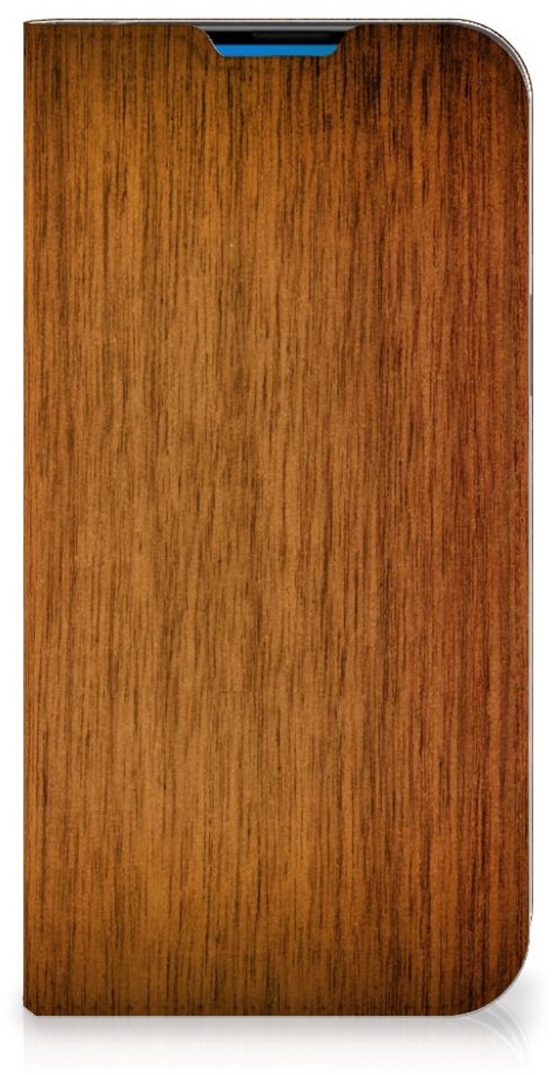 iPhone 14 Pro Max Book Wallet Case Donker Hout