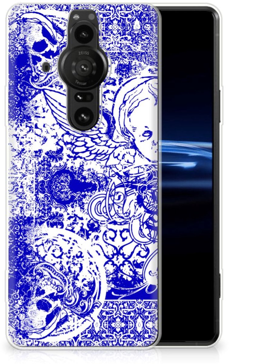 Silicone Back Case Sony Xperia Pro-I Angel Skull Blauw