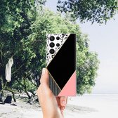 Coque Portable Samsung Galaxy S22 Ultra TPU Silicone Étui Noir Pink Formes