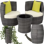 GIANTEX Polyrotan tuinbank, 2-zitbank, zitbank met tafel en kussens, rotan tuinmeubelset, weerbestendig, balkonmeubel, terrasmeubel, 138 x 61 x 85 cm, zitgarnituur voor balkon en tuin (beige