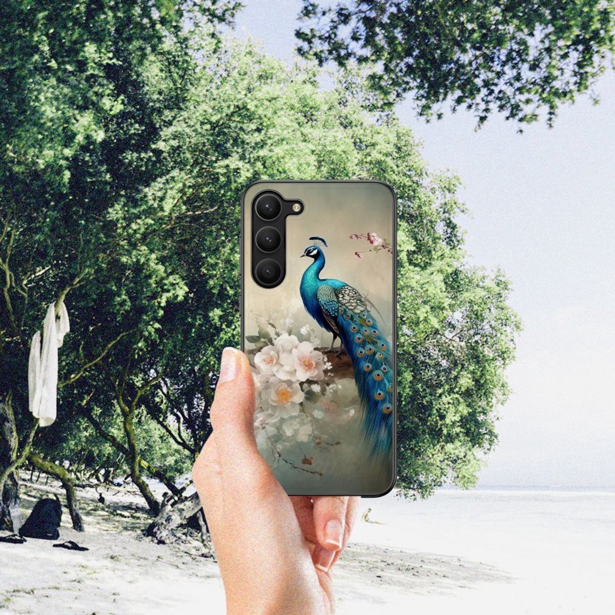 Dierenprint Telefoonhoesje voor Samsung Galaxy S23 Plus Vintage Pauwen