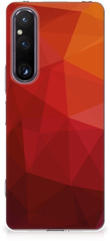 TPU Hoesje voor Sony Xperia 1 V Polygon Red