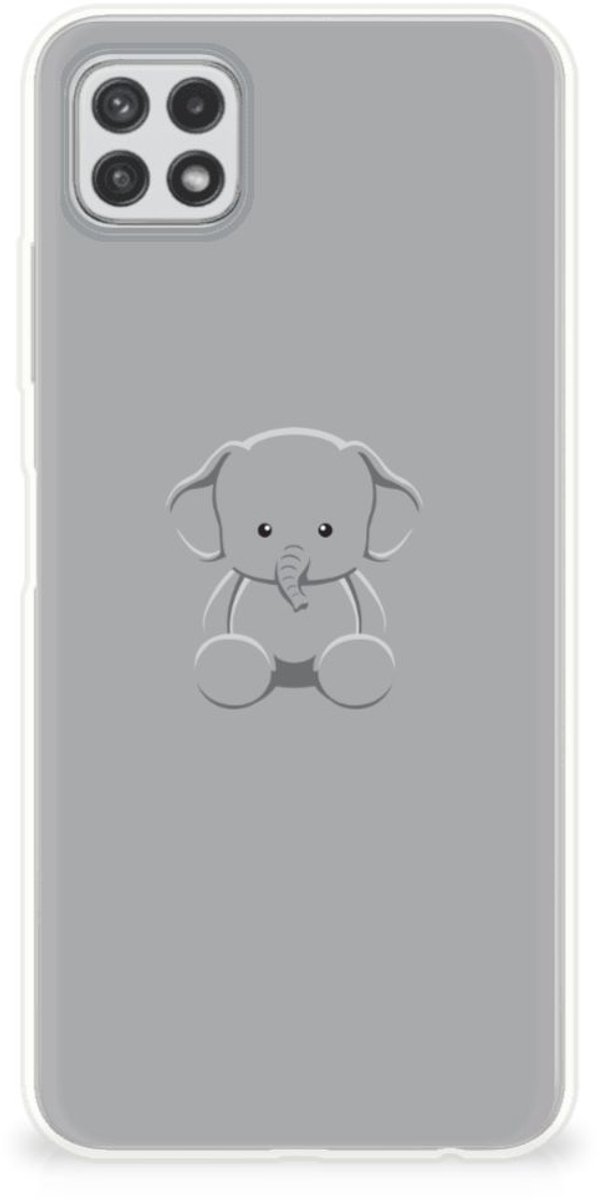 Samsung Galaxy A22 5G Telefoonhoesje met Naam Grijs Baby Olifant
