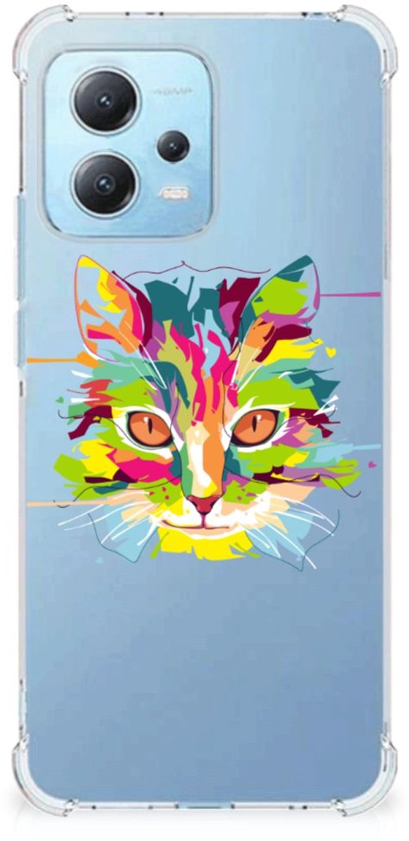 Xiaomi Redmi Note 12 5G Stevig Bumper Hoesje Cat Color