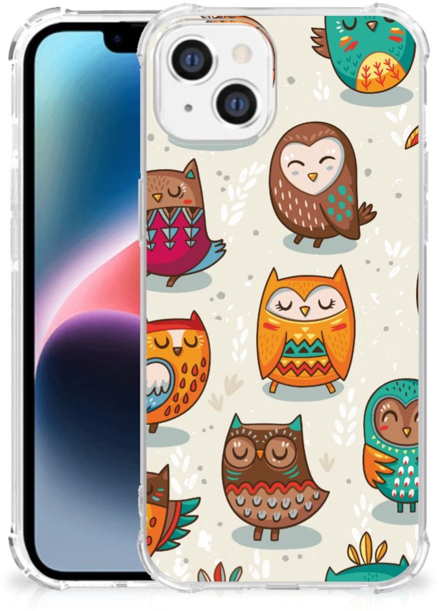 Apple iPhone 14 Plus Case Anti-shock Vrolijke Uilen