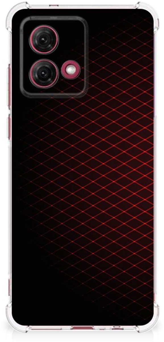 Motorola Moto G84 Doorzichtige Silicone Hoesje Geruit Rood
