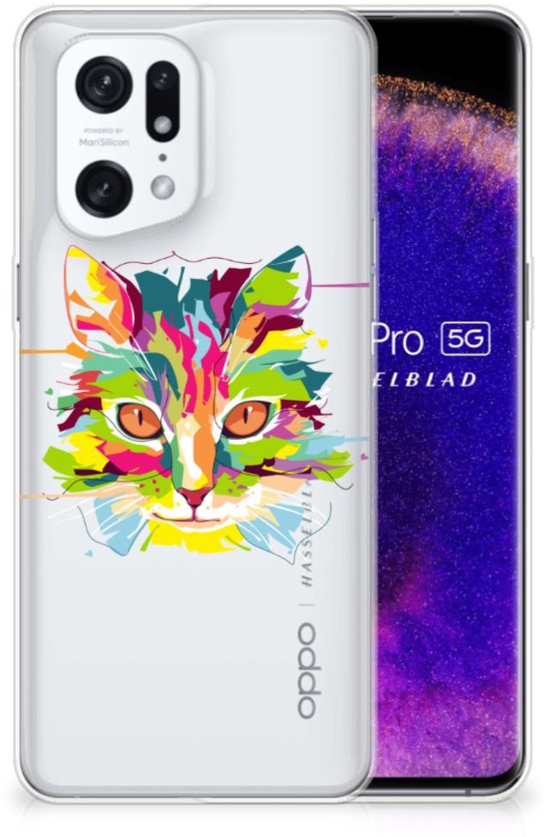 OPPO Find X5 Pro Telefoonhoesje met Naam Cat Color