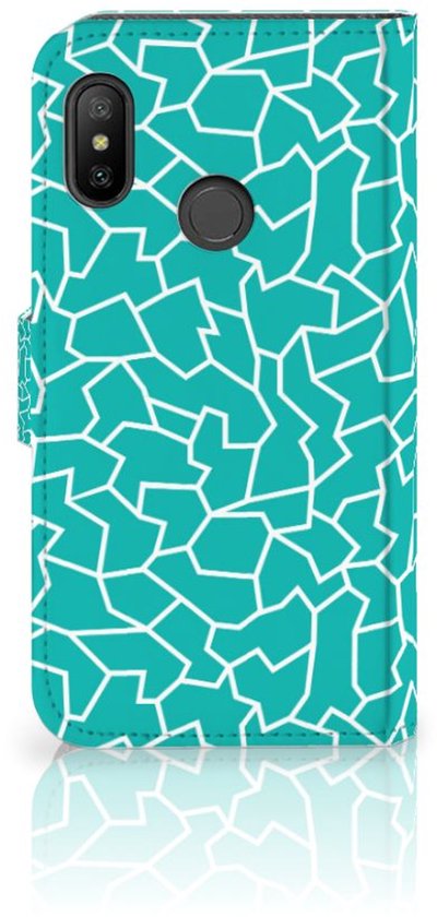 Tenphone Etui Coque pour Xiaomi Mi A2 Lite Portefeuille Cracks Blue