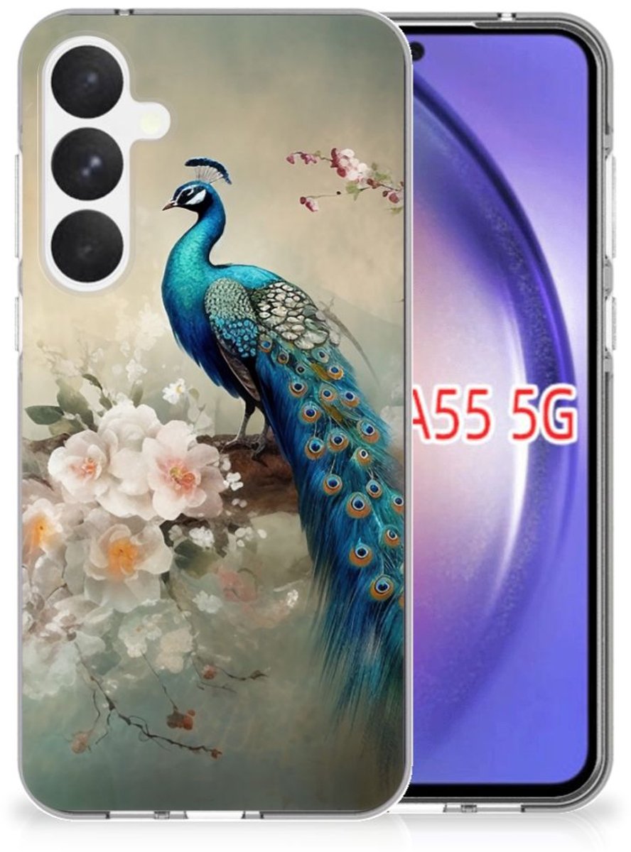 TPU Hoesje voor Samsung Galaxy A55 Vintage Pauwen
