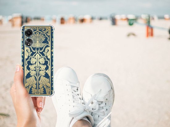 Coque Pare Bumper Adapté pour OPPO A78 4G Coque de Téléphone avec Bord Transparent Fleurs Beiges