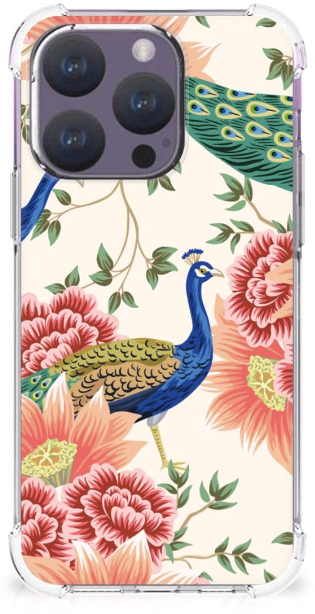 Case Anti-shock voor iPhone 15 Pro Pink Peacock