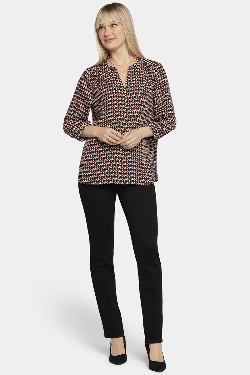 Pintuck Blouse Grafische Print