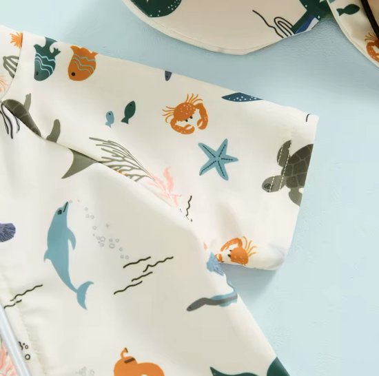 Zwempak uv baby - zwemshort 1 delig - zwemset uv - maat 74 - maat 80/86 - met hoedje - zeedieren — afbeelding 3