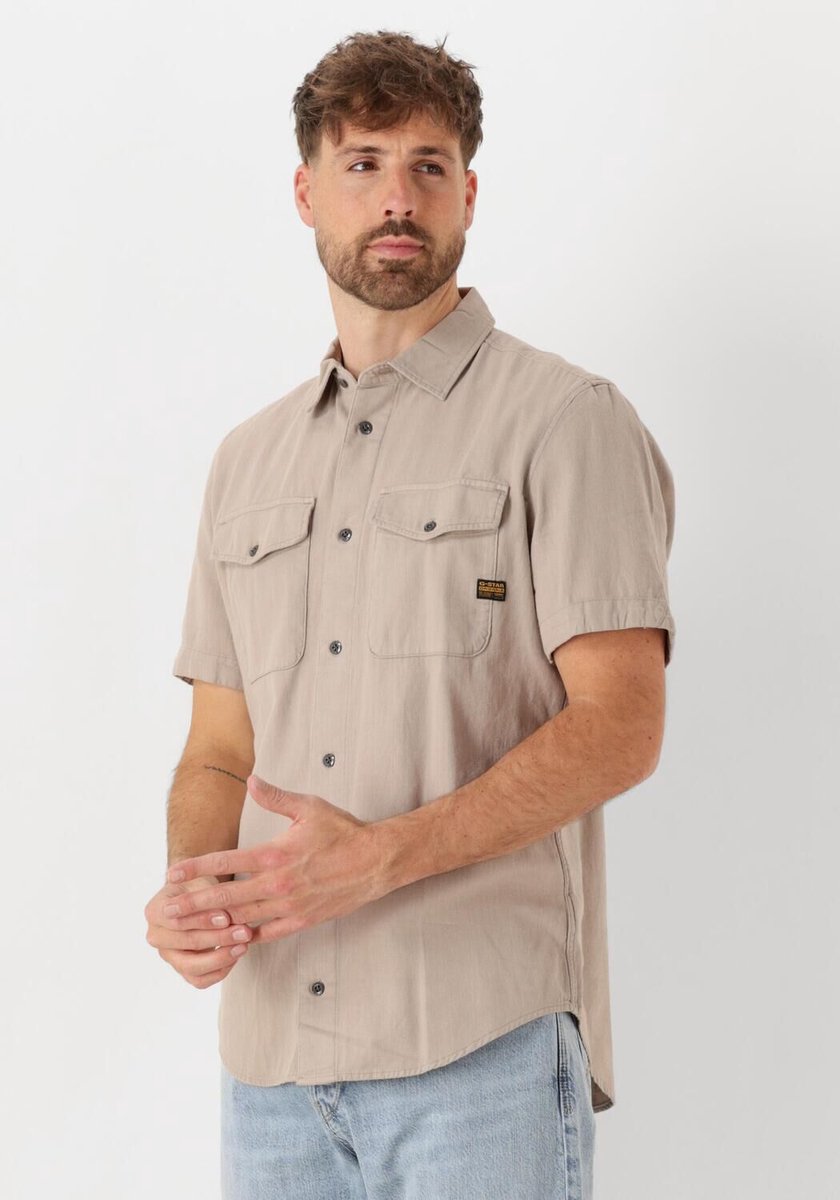 G-Star Raw Marine Slim Shirt Ss Heren Vrijetijds blouse Taupe