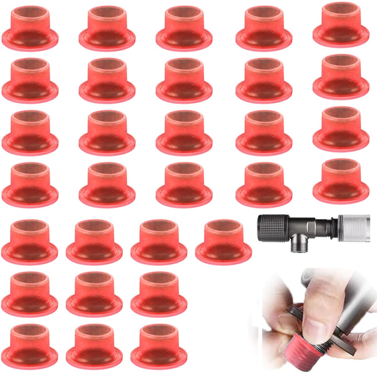 30 stuks waterdichte kraanafdichtingspakking, siliconen lekvrije pluggen voor 1/2 inch kraanklep, werkt met watertemperaturen tussen 0-100℃, kraan afdichtring anti-lek (Rood)