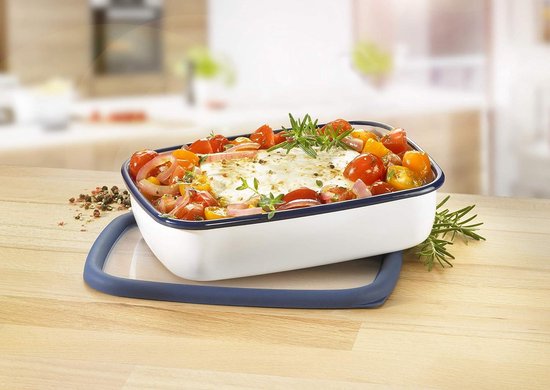 Foto: Emaille vershouddoos plat 16 l hittebestendig 400 graden meal prep dozen warmtebronnen oven grill opbergdoos met deksel