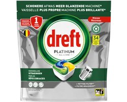 Dreft Platinum - All In One - Vaatwascapsules - Citroen - 34 Afwasbeurten
