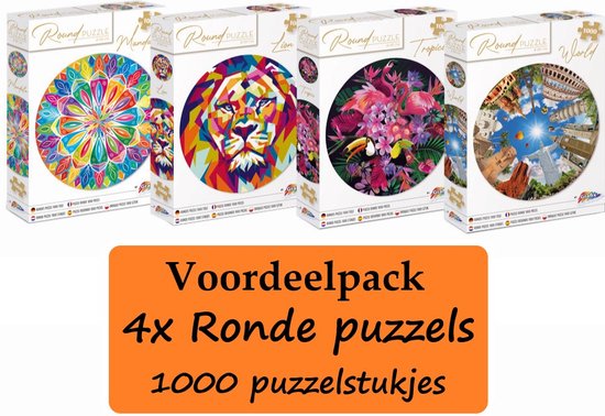 Puzzel 1000 stukjes volwassenen 4pcs - Verschillende Ronde puzzels - Diameter 68 CM - Legpuzzel - Legpuzzels 1000 stukjes volwassenen