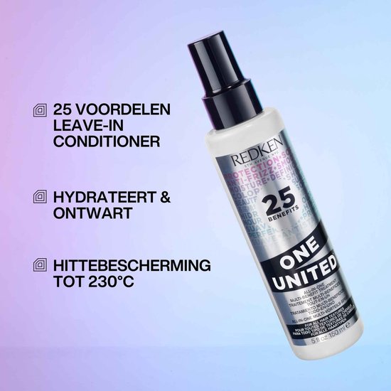 Redken One United Leave-In Treatment - 25-in-1 Multi-Benefit Leave-In Spray - Verzorgend, Hittebeschermend & Gladmakend - Voor Alle Haartypes - 150ML