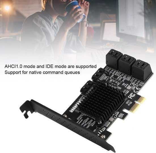 PUSOKEI PCIe SATA-kaart 8 Poorten, 6 Gbps SATA 3.0 PCIe-kaart, PCIe
