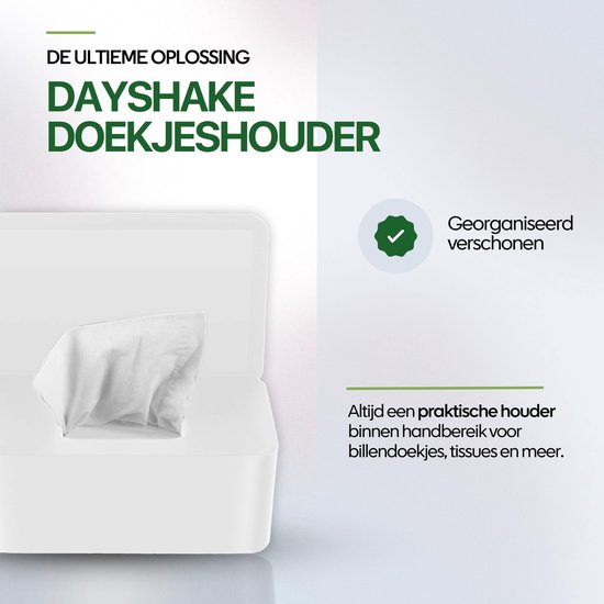 Dayshake Doekjeshouder - Babybillen Funkybox - Wipe Box Doekjesverdeler - Billendoekjes Houder Wit - Tissue Box - Billendoekjesdoos - Geschikt voor Zwitsal, Natte Doekjes, Vochtig Toiletpapier — afbeelding 4