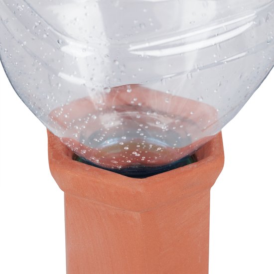 Relaxdays waterdruppelaar keramiek, set van 6, voor kamer- en balkonplanten, voor 100 ml, watergeefsysteem, terracotta