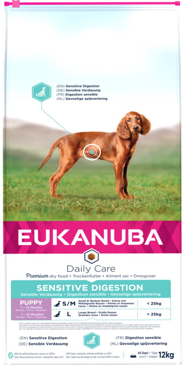 2x12kg Eukanuba Puppy Sensitive Digestion met Kip & Kalkoen Hondenvoer droog