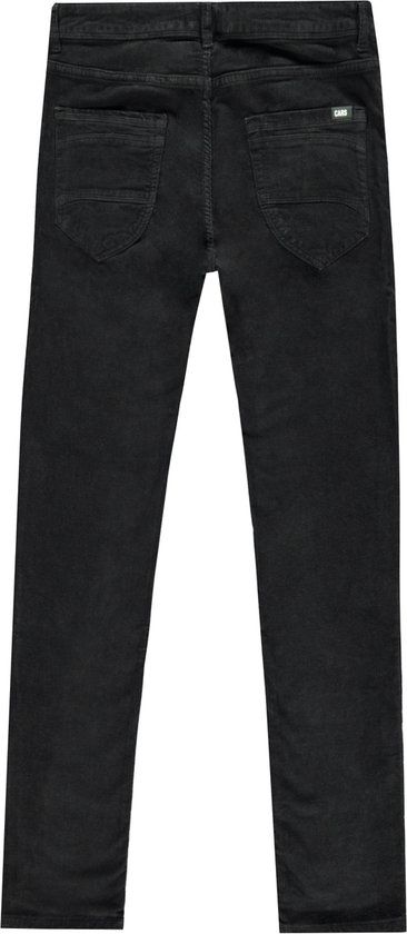 Achterkant van zwarte heren corduroy broek met slim fit.