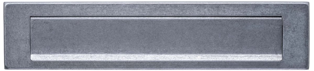 Intersteel Briefplaat rechthoekig 340x75mm met klep/regenrand rvs getrommeld