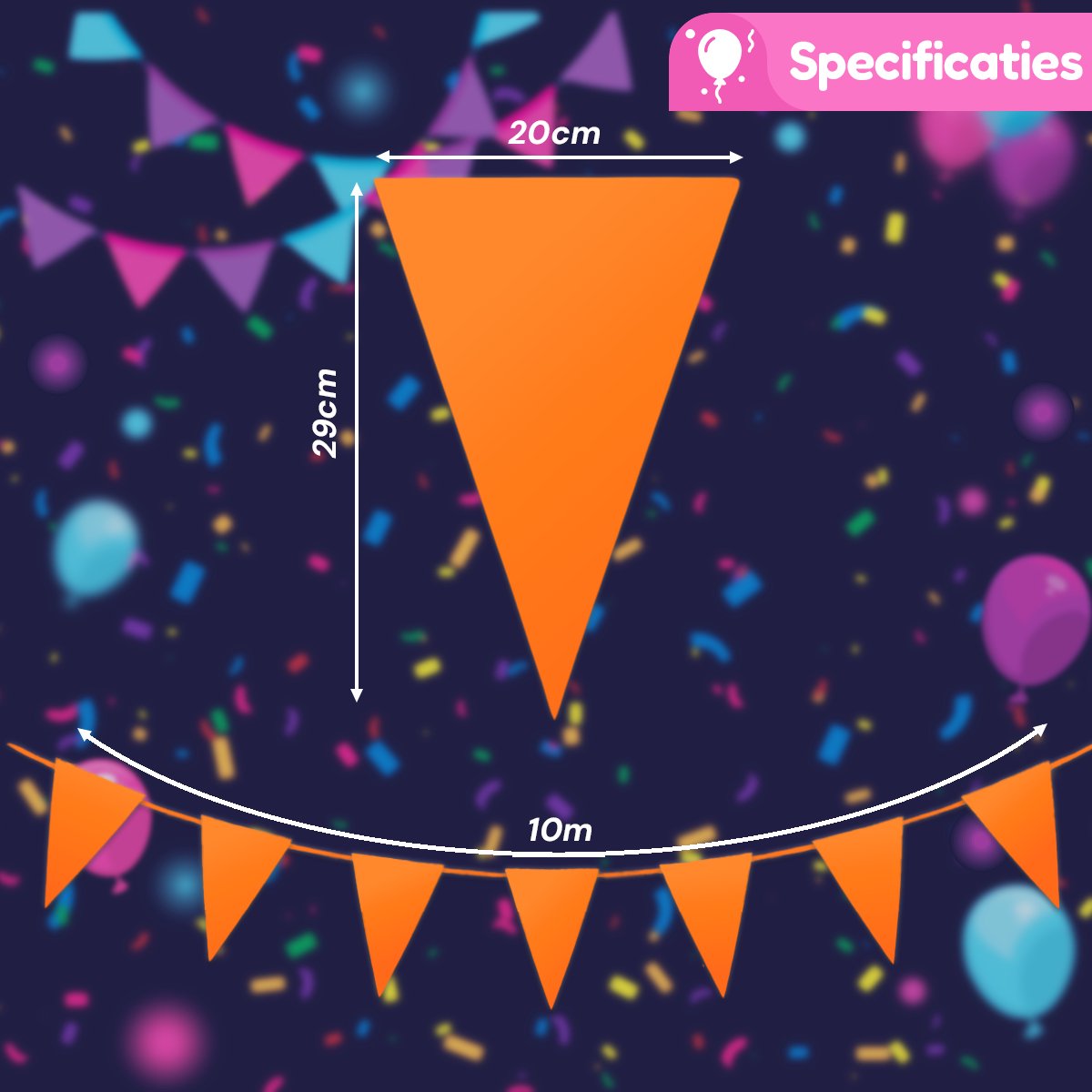 Q2P - Slingers - Verjaardag - Versiering - Vlaggenlijn - Vlaggetjes - Feest - Koningsdag- EK - WK - Slinger - Oranje — afbeelding 3