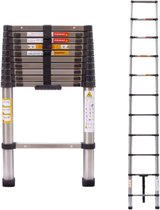 Bol.com Telescopische Ladder Vareo - 32m - Uitschuifbare Multifunctionele Roestvrijstalen Ladder - Draagbare Stevige Zolderladde... aanbieding